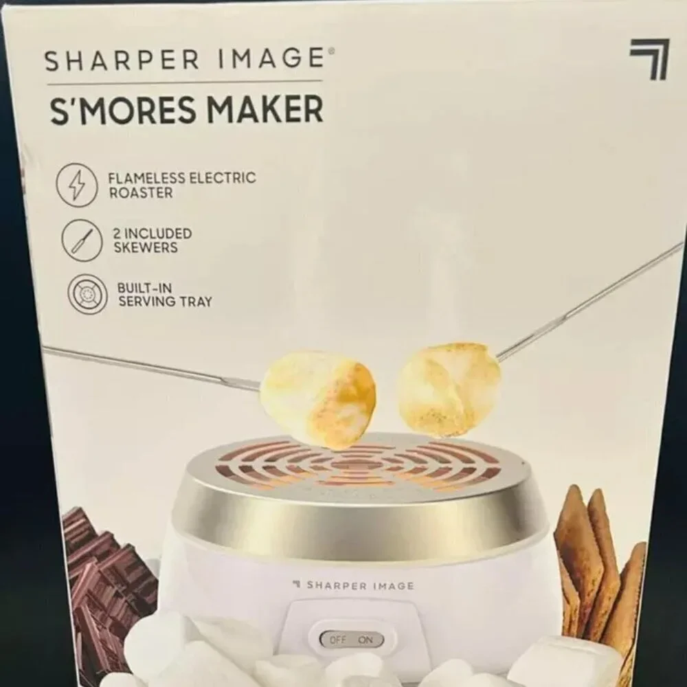 NEW Sharper Image Tabletop S'mores Maker w/ Serving Tray & Skewers